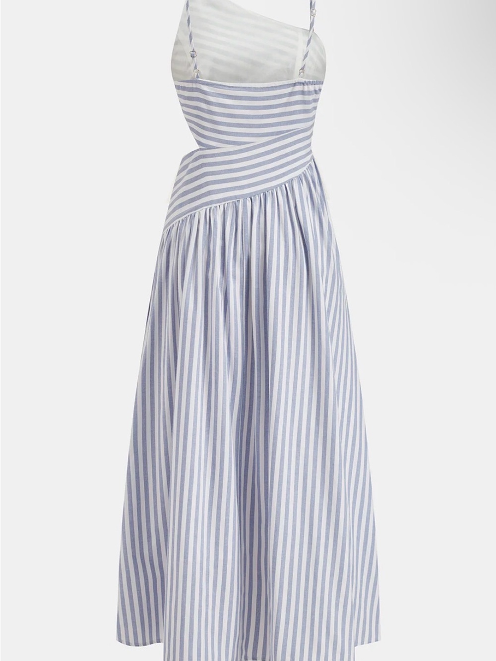 Commense Blue and White One-Shoulder Striped Cutout Maxi Dress - Picture 2 of 5